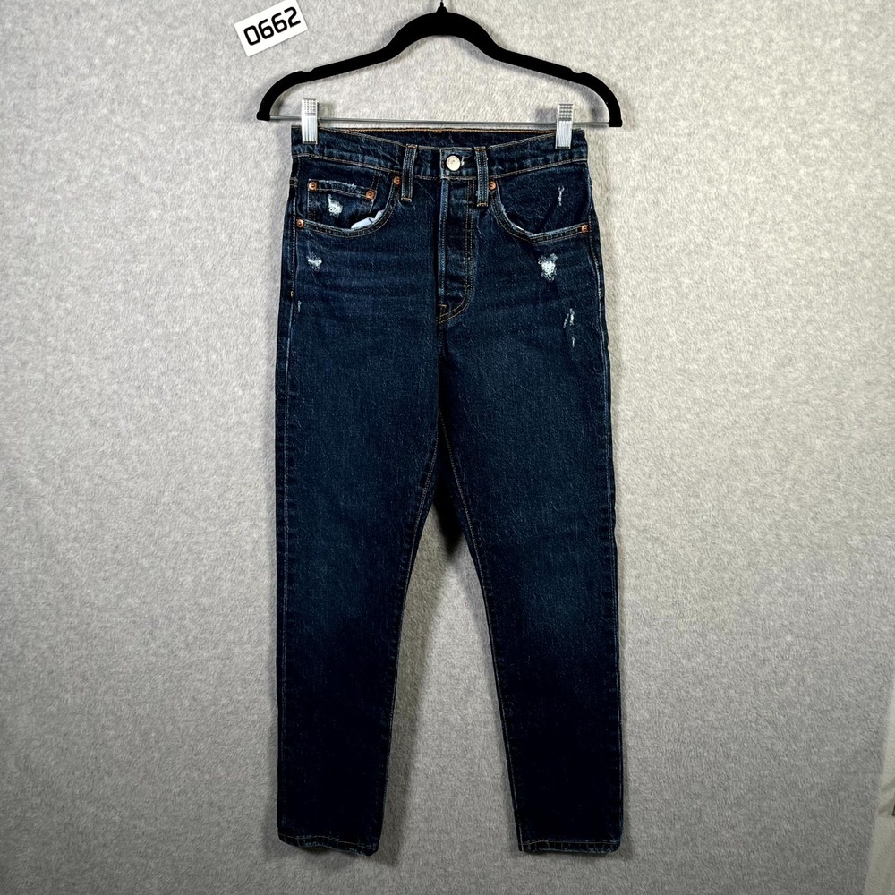 Levi's 502 Jeans Womens 26x28 Blue Denim Medium Wash All Day Comfort Skinny Leg‎